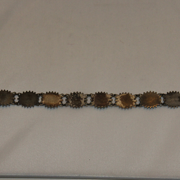 Vtg Flower Bracelet Turquoise Glass Silver Tone - Picture 6 of 8